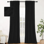 100% Blackout Linen Curtains 2 Panels Set Back Tab/Rod Pocket
