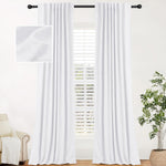 100% Blackout Linen Curtains 2 Panels Set Back Tab/Rod Pocket
