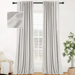 100% Blackout Linen Curtains 2 Panels Set Back Tab/Rod Pocket