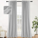 100% Blackout Linen Curtains 2 Panels Set Back Tab/Rod Pocket