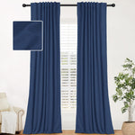 100% Blackout Linen Curtains 2 Panels Set Back Tab/Rod Pocket
