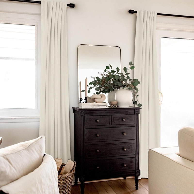 100% Blackout Linen Curtains 2 Panels Set Back Tab/Rod Pocket