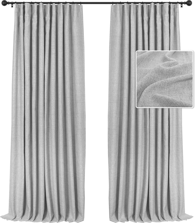 100% Blackout Curtains Linen Drapes Clip Rings Rod Pocket 2 Panels Set