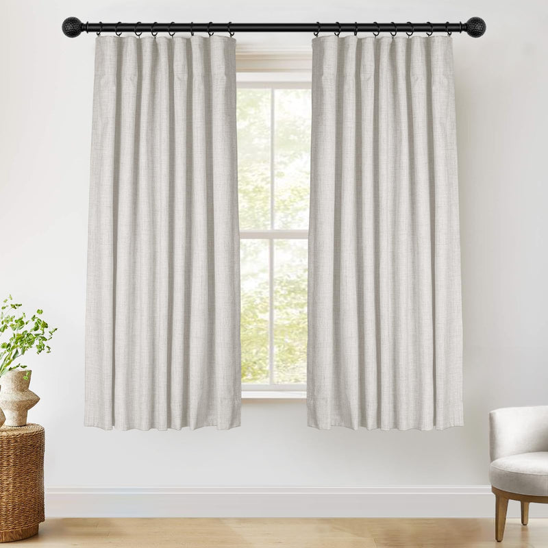 100% Blackout Curtains Linen Drapes Clip Rings Rod Pocket 2 Panels Set
