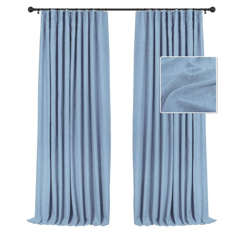 100% Blackout Curtains Linen Drapes Clip Rings Rod Pocket 2 Panels Set