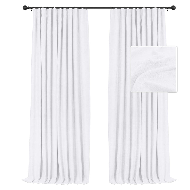 100% Blackout Curtains Linen Drapes Clip Rings Rod Pocket 2 Panels Set