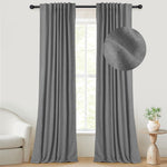 100% Blackout Curtains Back Tab Linen Curtains 2 Panels Set
