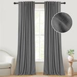 100% Blackout Linen Curtains 2 Panels Set Back Tab/Rod Pocket