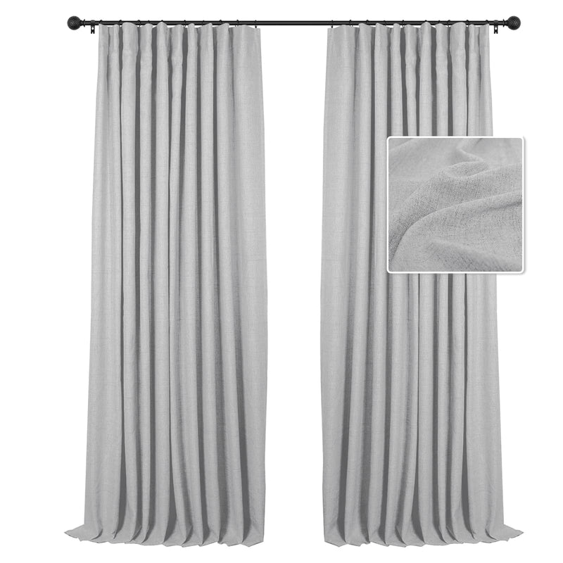 100% Blackout Curtains Linen Drapes Clip Rings Rod Pocket 2 Panels Set