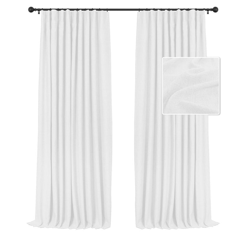 100% Blackout Curtains Linen Drapes Clip Rings Rod Pocket 2 Panels Set