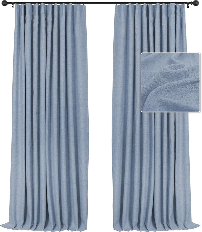 100% Blackout Curtains Linen Drapes Clip Rings Rod Pocket 2 Panels Set