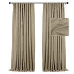 100% Blackout Curtains Linen Drapes Clip Rings Rod Pocket 2 Panels Set