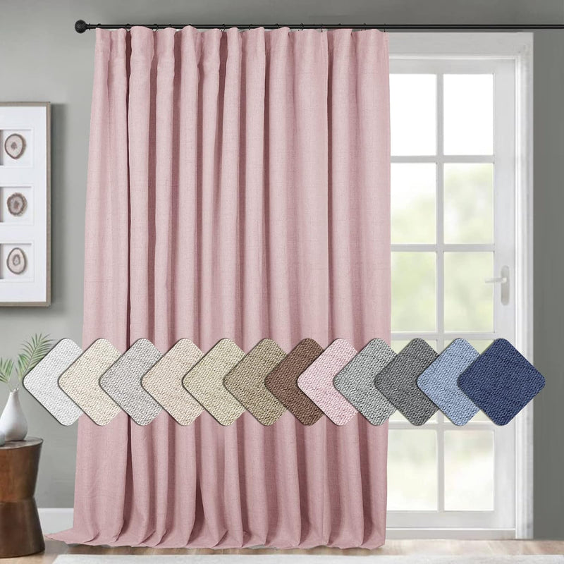 Door Curtains 100% Blackout Linen Curtains Clip Rings Rod Pocket 1 Panel
