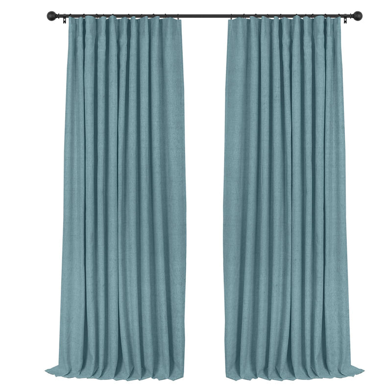 100% Blackout Curtains Linen Drapes Clip Rings Rod Pocket 2 Panels Set